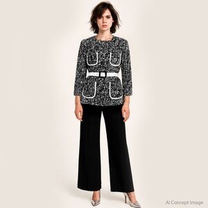 ESCADA Open-Weave Boxy Jacket in Black & White EU44